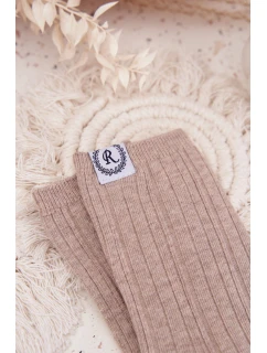 Dámské bavlněné žebrované ponožky – béžové