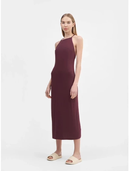 Dámské maxi šaty 4FSS23TDREF050 tmavě fialové - 4F