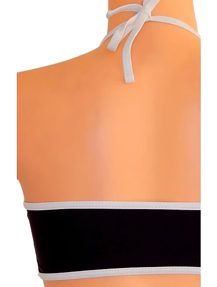 Dámské plavky dvoudílné sexy bikiny košíčky zdobené bílými lemy černé Černá model 15042355 - OEM Dámské plavky dvoudílné sexy bikiny košíčky zdobené bílými lemy černé Černá model 15042355 - OEM
