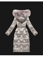 Světle béžová dámská zimní bunda se stahováním v pase S'West (B8522-46)