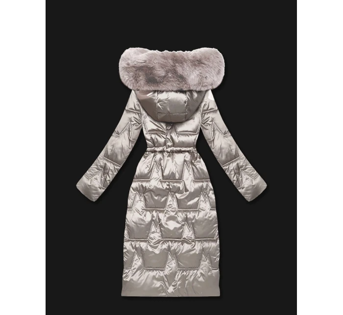 Světle béžová dámská zimní bunda se stahováním v pase S'West (B8522-46)