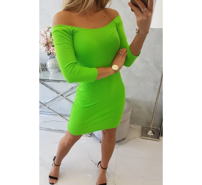 Pruhované vypasované šaty zelené neonové Pruhované vypasované šaty zelené neonové