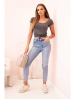 Dámská klasická bavlněná blůza s krátkým rukávem modrá