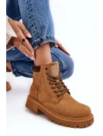 Kožené Ocouvané Botky Trapery Camel Felizia Kožené Ocouvané Botky Trapery Camel Felizia
