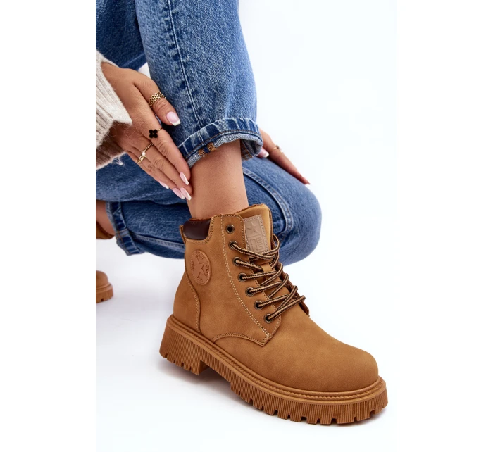 Kožené Ocouvané Botky Trapery Camel Felizia Kožené Ocouvané Botky Trapery Camel Felizia