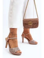 Ozdobené sandály na podpatku model 21645625 Růžové Zlato - D&A