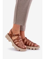 Kožené Dámské Sandály Zazoo model 21682178 Camel - Boto Kožené Dámské Sandály Zazoo model 21682178 Camel - Boto