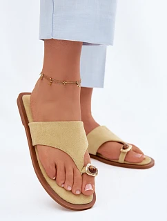 Dámské ploché žabky s ozdobným detailem Žluté model 22111265 - Boto