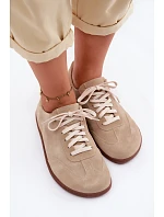 Kožené semišové dámské tenisky Barefoot Zazoo N1243 Béžové