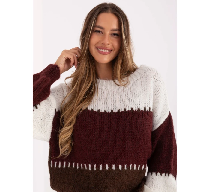 Sweter MI SW model 21314474 bordowy - FPrice Sweter MI SW model 21314474 bordowy - FPrice