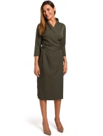 model 18002174 Zavinovací šaty s vázáním khaki barva - STYLOVE