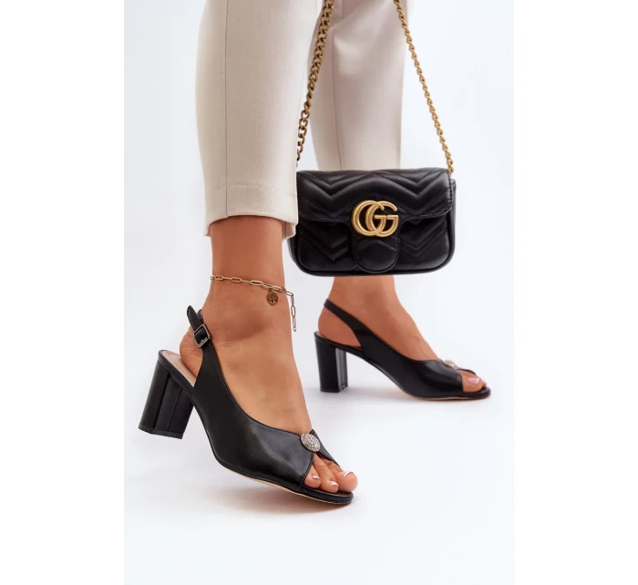 Elegantní sandály na vysokém podpatku se zdobením, Black Trasea Elegantní sandály na vysokém podpatku se zdobením, Black Trasea