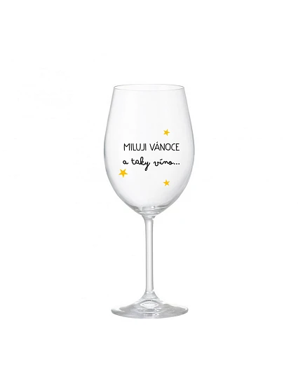 MILUJI VÁNOCE A TAKY VÍNO - čirá sklenice na víno 350 ml MILUJI VÁNOCE A TAKY VÍNO - čirá sklenice na víno 350 ml