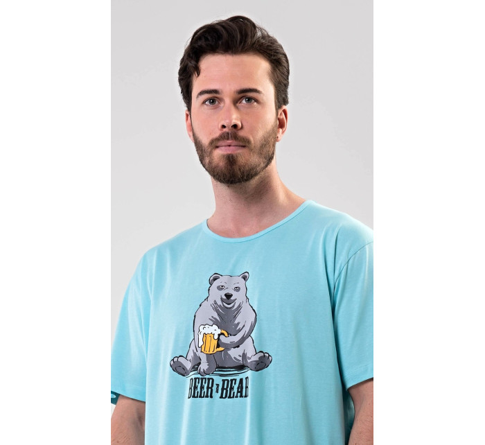 Pánská noční košile s krátkým rukávem Beer and bear