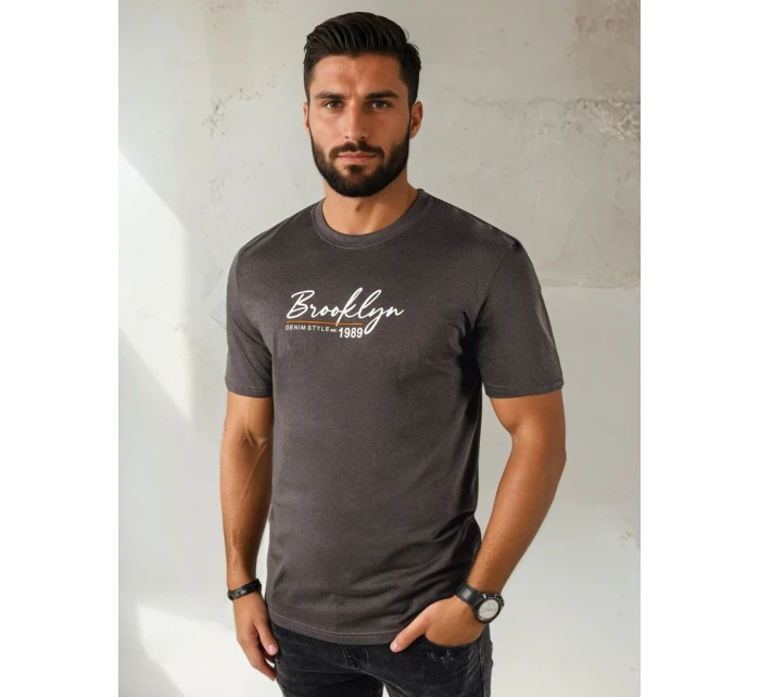 Pánské tmavě šedé tričko s potiskem FashionStreet RX5404