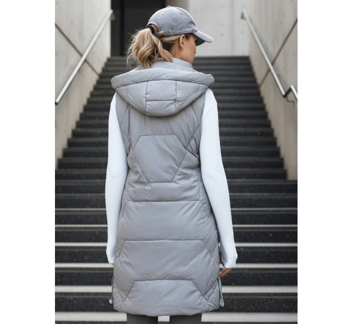 Dámská dlouhá prošívaná šedá vesta FashionStreet TY5266