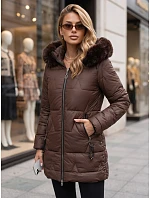 Dámská zimní prošívaná bunda s kapucí, hnědá, FashionStreet TY5736 Dámská zimní prošívaná bunda s kapucí, hnědá, FashionStreet TY5736