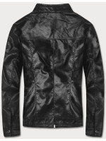Klasická černá pánská bunda z eko kůže (11Z8025)