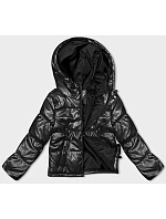 Krátká černá dámská oversize bunda model 21246262 - J.STYLE Krátká černá dámská oversize bunda model 21246262 - J.STYLE