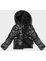 Krátká černá dámská oversize bunda model 21246262 - J.STYLE Krátká černá dámská oversize bunda model 21246262 - J.STYLE