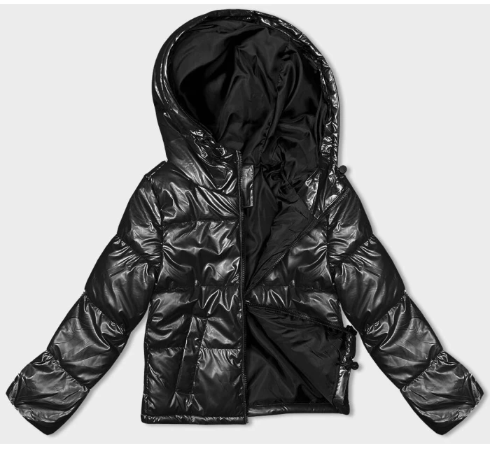 Krátká černá dámská oversize bunda model 21246262 - J.STYLE Krátká černá dámská oversize bunda model 21246262 - J.STYLE