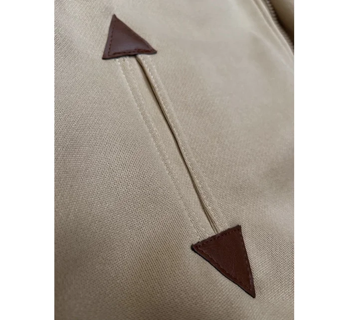 Béžová hladká dámská rozepínací mikina model 19656364 - 6&8 Fashion Béžová hladká dámská rozepínací mikina model 19656364 - 6&8 Fashion