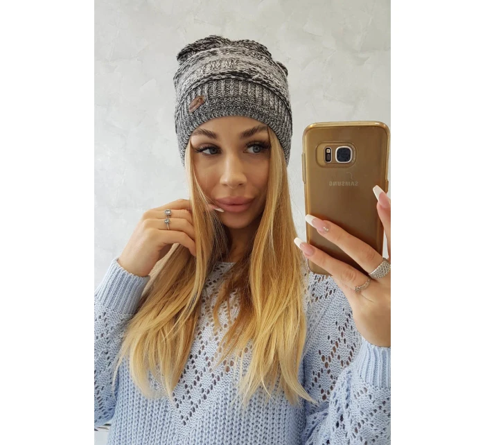 Čepice s fleecem Patrycja K254 černá+šedá