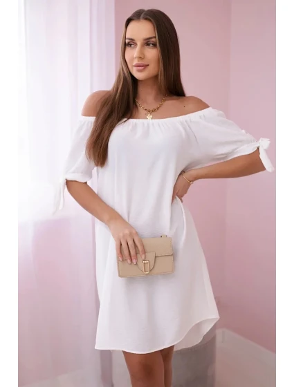 Šaty vázané na rukávech bílé Šaty vázané na rukávech bílé