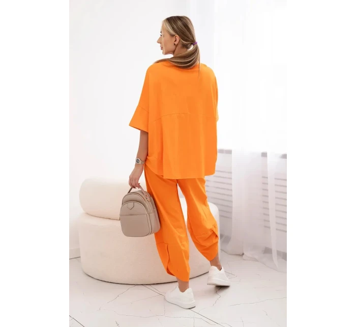 Bavlněný komplet halenka + kalhoty pomeranč Bavlněný komplet halenka + kalhoty pomeranč