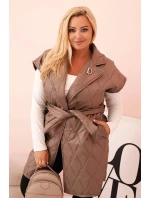 Dámská vesta Plus Size prošívaná s páskem a límcem fango