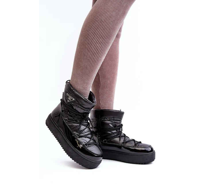 Dámské sněhule na platformě s mašlí černé model 21641625 - Boto Dámské sněhule na platformě s mašlí černé model 21641625 - Boto