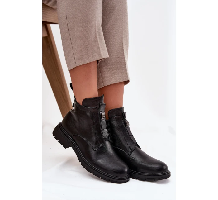 Zateplené dámské boty na zip s ozdobným detailem Černé model 21708398 - Boto Zateplené dámské boty na zip s ozdobným detailem Černé model 21708398 - Boto