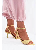 Dámské sandály na podpatku z eko kůže žluté model 22092099 - Boto