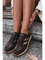 Dámské kožené semišové tenisky model 22386643 hnědé - D&A