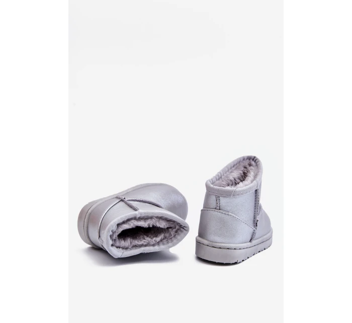 Teplé dětské sněhové boty s kožešinou stříbrné Scooby Teplé dětské sněhové boty s kožešinou stříbrné Scooby