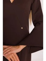 M876 Šaty s širokými manžetami - hnědé M876 Šaty s širokými manžetami - hnědé