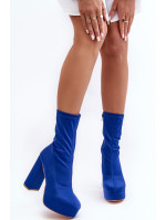 Modré kotníkové boty Peculia na vysokém podpatku se zipem