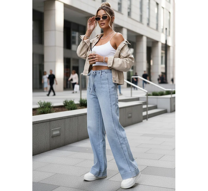 Dámské džíny s vysokým pasem a širokými nohavicemi modré FashionStreet UY2941