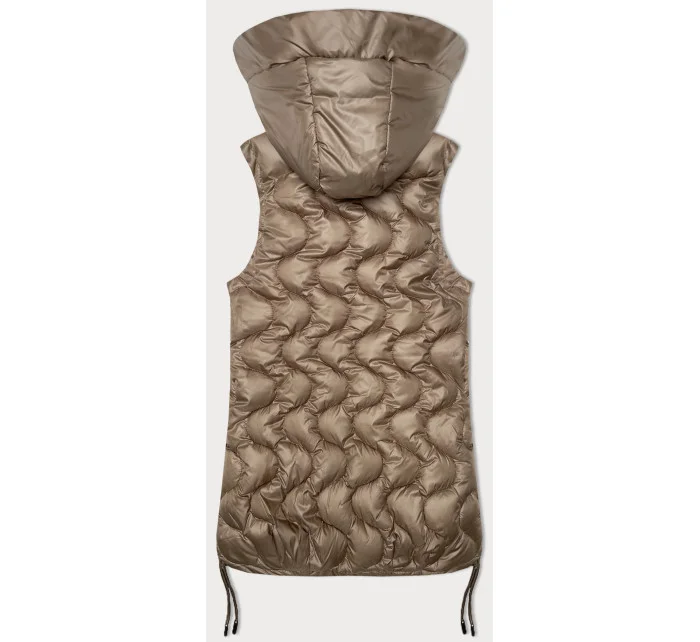 Tmavě béžová dámská vesta s ozdobným prošíváním model 20829999 - S'WEST