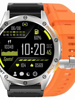 Pánské chytré hodinky Černý silikonový řemínek + oranžový silikonový řemínek model 21806499 - Gravity