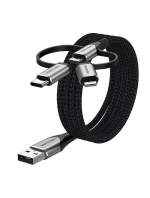 Vention USB-A 3v1 Micro-B USB-C Lightning kabel 1m šedý