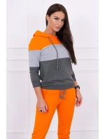 Oranžová+šedá barevná pruhovaná sada
