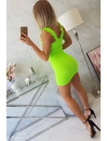 Šaty bez ramínek s volánky zelené neonové Šaty bez ramínek s volánky zelené neonové