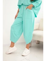 Komplet bavlněný mikina + kalhoty tmavě mátová