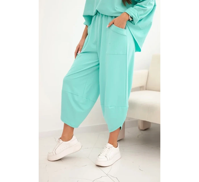 Komplet bavlněný mikina + kalhoty tmavě mátová