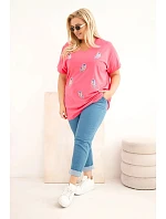 Dámská bavlněná halenka Plus Size s model 22185751 růžová - K-Fashion