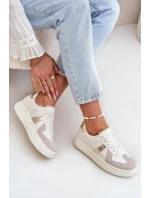 Eko Kožené Tenisky Dámské Na Platformě Béžové model 21688291 - Boto Eko Kožené Tenisky Dámské Na Platformě Béžové model 21688291 - Boto