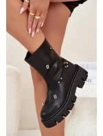 Zateplené dámské boty na zip s ozdobami černé model 21706565 - Boto Zateplené dámské boty na zip s ozdobami černé model 21706565 - Boto