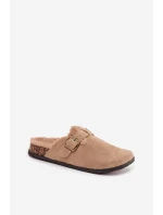 Dámské nazouváky s podšívkou s přezkou Béžové model 21715161 - Boto