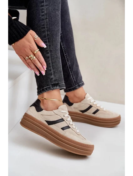 Zazoo N1176 Semišové Tenisky Na Platformě Béžové Zazoo N1176 Semišové Tenisky Na Platformě Béžové